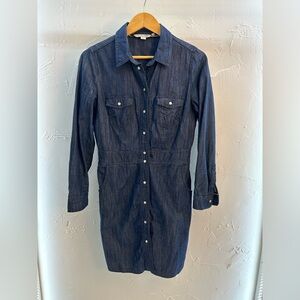 Boden Denim Pearl Snap Dark Wash Dress size 8